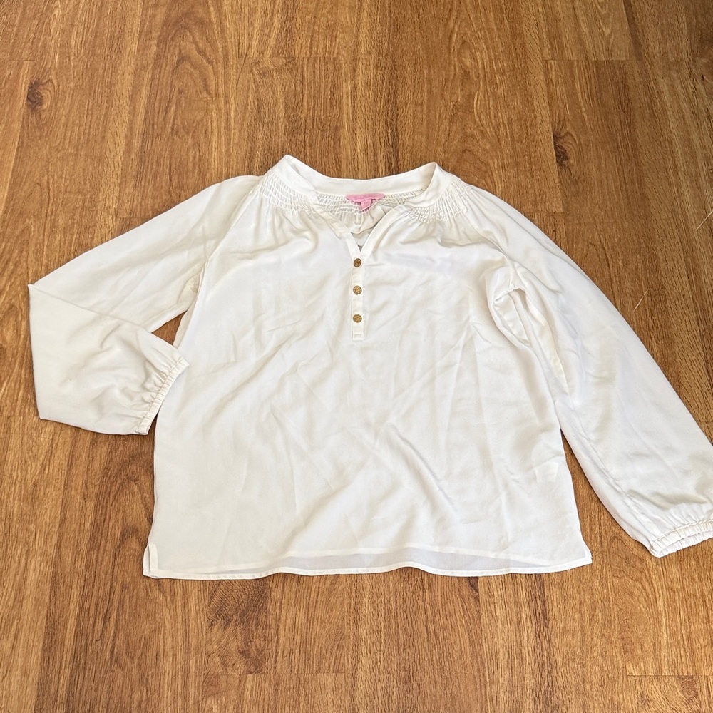 Lilly Pulitzer Cream Long Sleeve Blouse